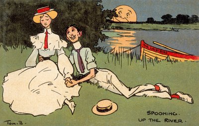 Sked uppför floden (chromolitho) av Tom Browne
