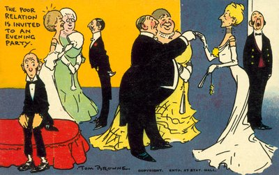 Den stackars släktingen är inbjuden till en kvällsfest (chromolitho) av Tom Browne