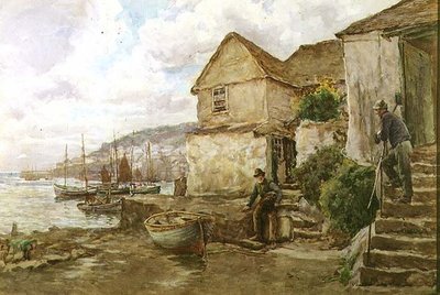 At Newlyn (akvarell) av Tom Clough