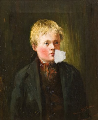 Porträtt av en pojke (olja på duk) av Tom McEwan