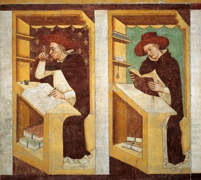 Dominikanska munkar, detalj från cykeln av fyrtio lysande medlemmar av den dominikanska orden av Tomaso da (late 15th century) Modena