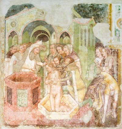 Prinsen av Englands dop, detalj från fresken Legend of St Ursula av Tomaso da (late 15th century) Modena