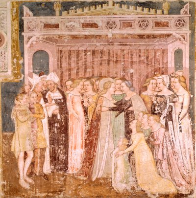 Avskedet, detalj från Legend of St Ursula av Tommaso da Modena (1326-1379), fresk, kyrkan Santa Caterina, Treviso av Tomaso da (late 15th century) Modena
