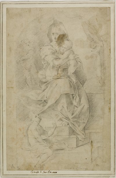 Madonna med barnet och barnet Johannes Döparen av Tommaso Manzuoli