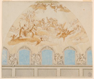 Projekt för en fresk i katedralens kupol i Citta di Castello av Tommaso Maria Conca