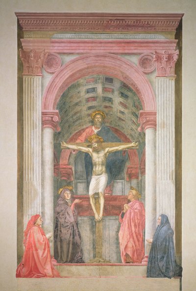 The Trinity, 1427-28 (efter restaurering) (detalj) av Tommaso Masaccio