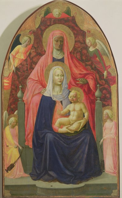 Jungfru och barn med St Anne, 1424 (tempera på panel) av Tommaso Masaccio