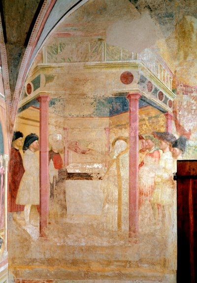 Johannes Döparens liv: Bebådelsen till den helige Sakarias - Fresk av Tommaso Masolino da Panicale