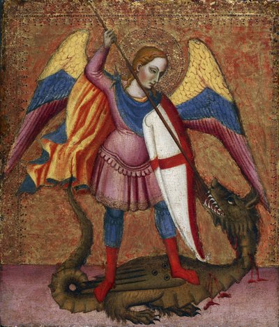 ""The Archangel Saint Michael"" Målning av mästaren i Santa Verdiana (aktiv mellan 1380 och 1420) circa 1390 Walters art museum, Baltimore USA av Tommaso del (fl.1377–1392) Mazza