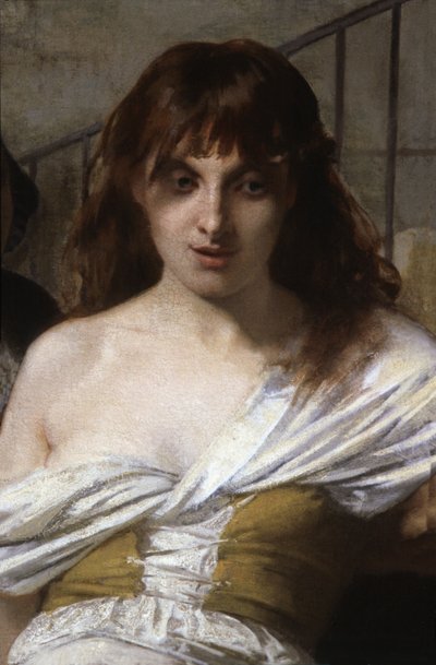 Eine verrückte Frau. Detail von Philippe Pinel befreit die Geisteskranken in La Salpêtrière von Tony Robert-Fleury