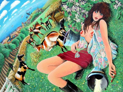 Mae Rose-Cottage dagdrömmer sina erotiska fantasier, 2005 (akryl på panel) av Tony Todd