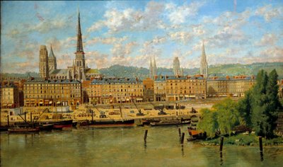 Le port de Rouen Målning av Torello Ancillotti (1843-1899) 1878 Sön. 0,36x0,62 m Rouen, musee des Beaux Arts - Hamnen i Rouen. Målning av Torello Ancillotti (1843-1899) av Torello Ancillotti