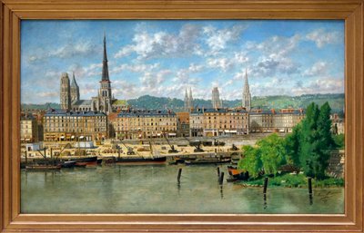 Hamnen i Rouen (olja på duk) av Torello Ancillotti
