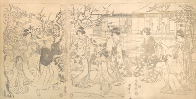 Scen från Chushingura Vendetta av de 47 lojala återförsäljarna, ca. 1820. av Torii Kiyomine