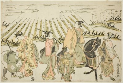 En parodi på Narihiras resa österut av Torii Kiyomitsu I