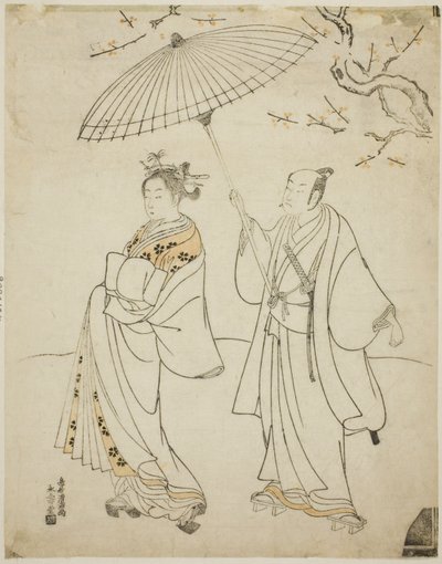 Skådespelarna Ichikawa Komazo I (L) och Nakamura Matsue I (R) av Torii Kiyomitsu I