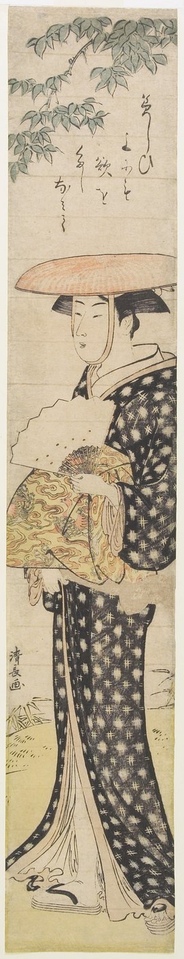 (En kvinna med hatt som går under ett träd), 1782 av Torii Kiyonaga