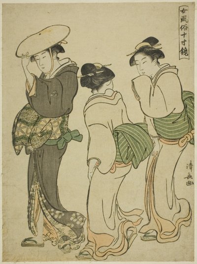 A Woman and Two Maids, från serien "A Mirror of Feminine Manners (Onna fuzoku masu kagami)" av Torii Kiyonaga
