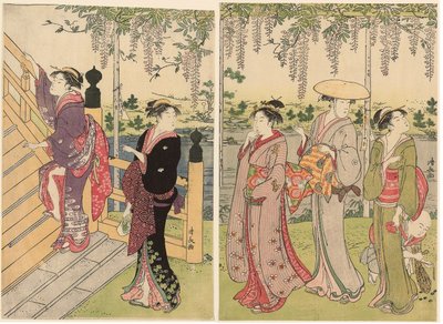 Beundra blåregn vid Kameido Shrine av Torii Kiyonaga