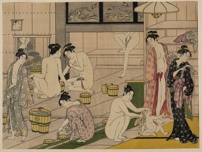 Badhus, ca 1785 (trätryck) av Torii Kiyonaga