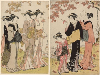 Beautys Under a Maple Tree, från serien "A Collection of Contemporary Beauties of the Pleasure Quarters (Tosei yuri bijin awase)" av Torii Kiyonaga