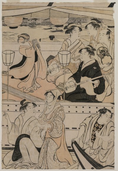 Båtfest på Sumidafloden av Torii Kiyonaga