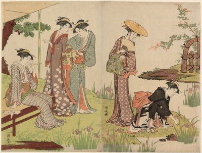 Vid en Iris Pond av Torii Kiyonaga