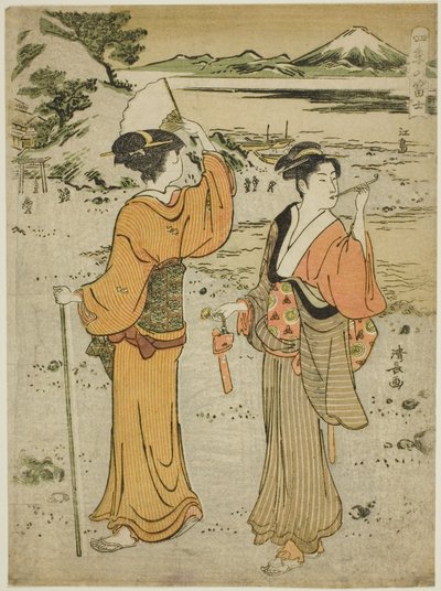 Enoshima, från serien "Mount Fuji in the Four Seasons (Shiki no Fuji)" av Torii Kiyonaga