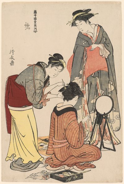 Underhållare från Tachibana, från serien "A Collection of Contemporary Beauties of the Pleasure Quarters (Tosei yuri bijin awase)", c.1782 (träblock i färg; oban) av Torii Kiyonaga