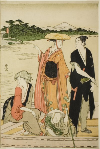 Färja på Rokugofloden av Torii Kiyonaga
