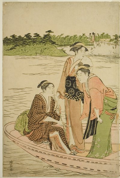 Färja på Rokugofloden av Torii Kiyonaga