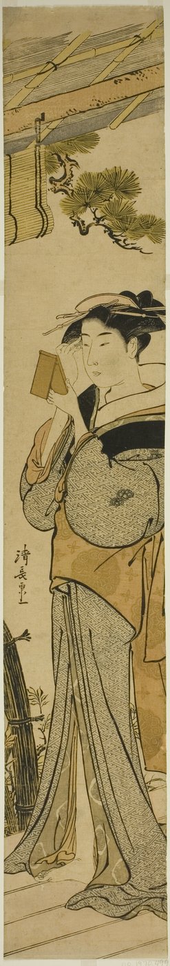 Geisha som applicerar smink av Torii Kiyonaga