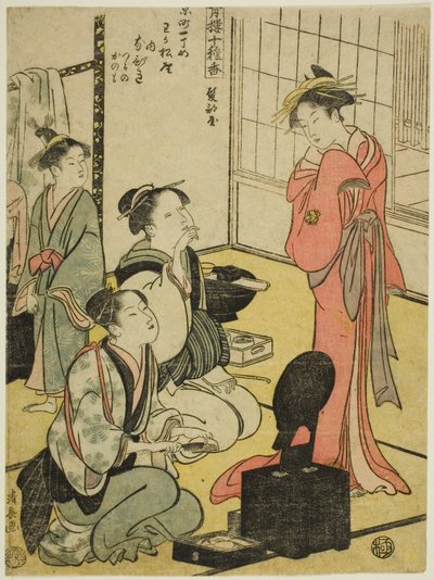 Hairdressing Room (Kamibeya), från serien "Ten Kinds of Incense in the Pleasure Quarters (Seiro jisshu ko)" av Torii Kiyonaga