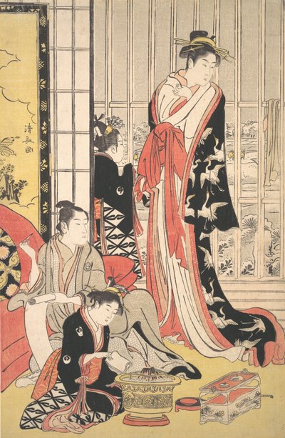 Interiörscen, ca. 1788. av Torii Kiyonaga