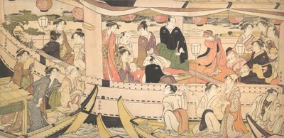 Fritidsbåt på Sumidafloden, ca. 1788-90. av Torii Kiyonaga