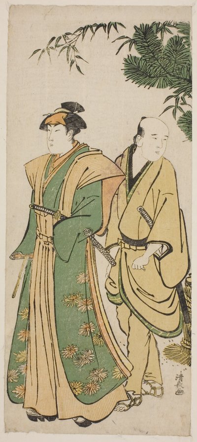 Skådespelaren Segawa Kikunojo III och hans följeslagare på nyårsfirande av Torii Kiyonaga