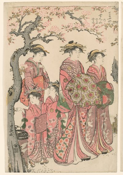 te te te san s senzan, yano, plan d och bas f av Torii Kiyonaga