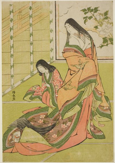 Den tredje prinsessan och hennes kattunge, från en titellös serie hovdamer av Torii Kiyonaga
