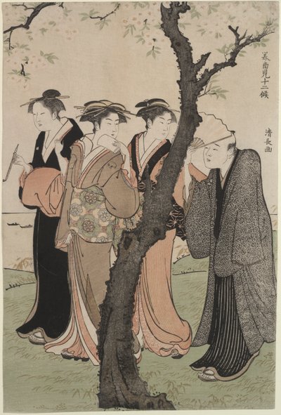 Tredje månaden: Cherry Blossom Time på Gotenyama av Torii Kiyonaga
