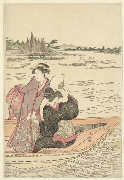 Färja på Sumida floden av Torii Kiyonaga