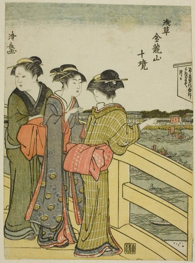 Utsikt från Azuma Bridge, från serien "Ten Precincts of Kinryuzan Temple in Asakusa (Asakusa Kinruzan jikkei)" av Torii Kiyonaga