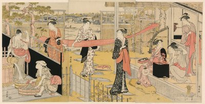 Kvinnor som tvättar kläder av Torii Kiyonaga