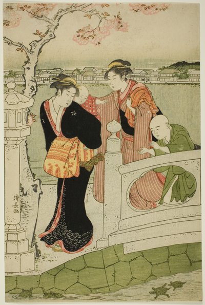 Kvinnor och barn på Causeway vid Shinobazu Pond av Torii Kiyonaga