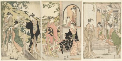 Yoshitsune serenader Joruri honom av Torii Kiyonaga