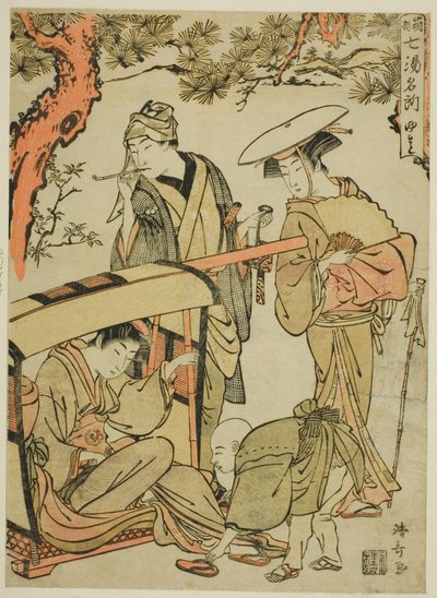 Yumoto, från serien "Seven Famous Hot Springs of Hakone (Hakone shichito meisho)" av Torii Kiyonaga