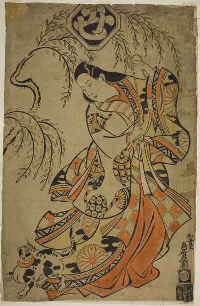 Skådespelaren Uemura Kichisaburo som den tredje prinsessan i pjäsen Wakoku Gosuiden, uppträdde på Morita-teatern den tredje månaden, 1700 av Torii Kiyonobu I