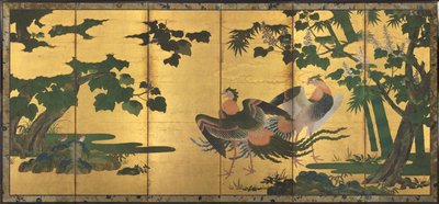 Peafowl and Phoenixes, sent 1500-tal. av Tosa Mitsuyoshi