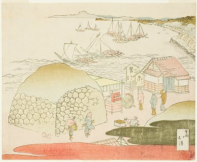 En vy över Takanawa av Totoya Hokkei