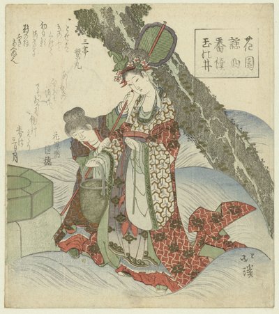 Smyckesfontänen Tama no i (titel på objekt) En serie Nô-låtar för Hanazono Poetry Society (serietitel) Hanazono yôkyoku bantsuzuki (serietitel på objekt) av Totoya Hokkei