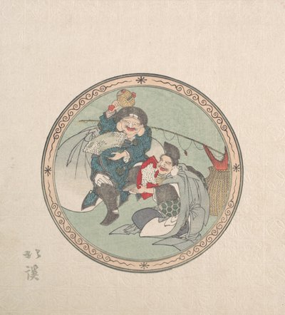 Ebisu och Daikoku, Two of the Seven Gods of Fortune, 1800-talet. av Totoya Hokkei